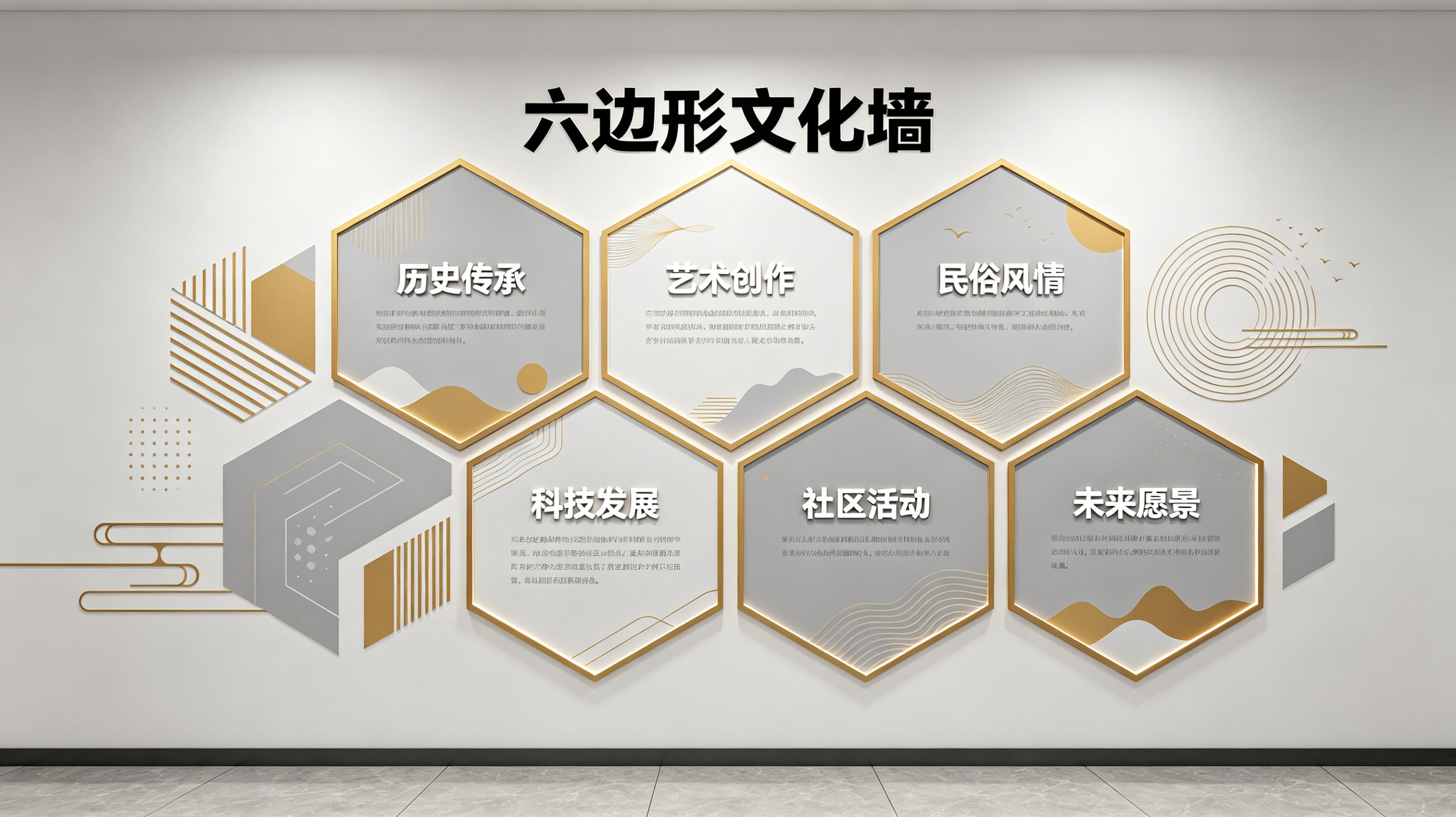 监利企业文化墙 | 六边形信息美学